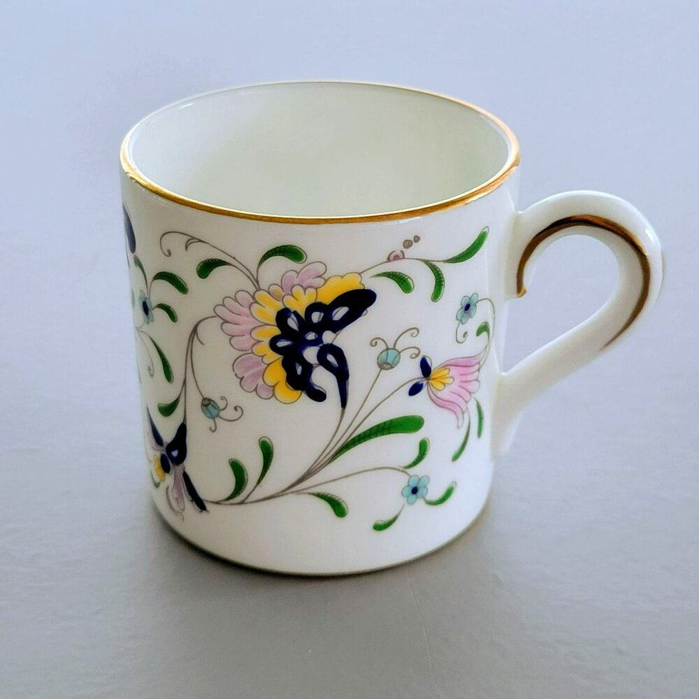 Vintage Coalport Demitasse Cup & Saucer, Abstract Floral Gold Trim England 1970s - Picture 2 of 8